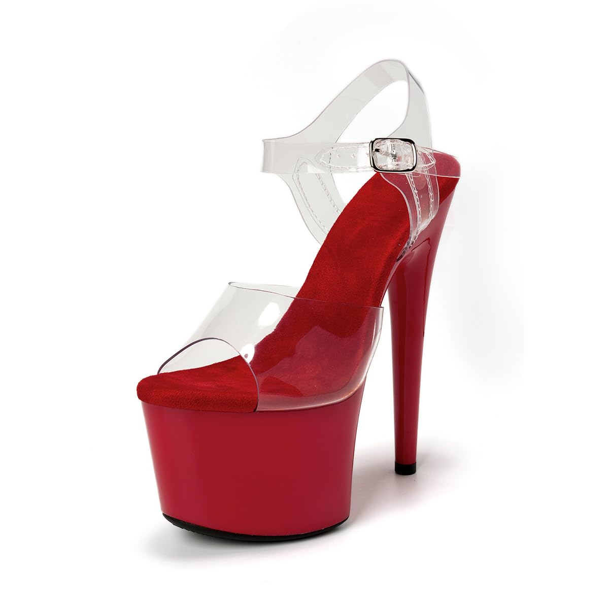 WUXIN H&P Women's 7 Inch Clear Platform Heels - Ankle-Strap Sexy Pole Dance High Heel, Exotic Dancer Shoes Stiletto 6-8 Inch