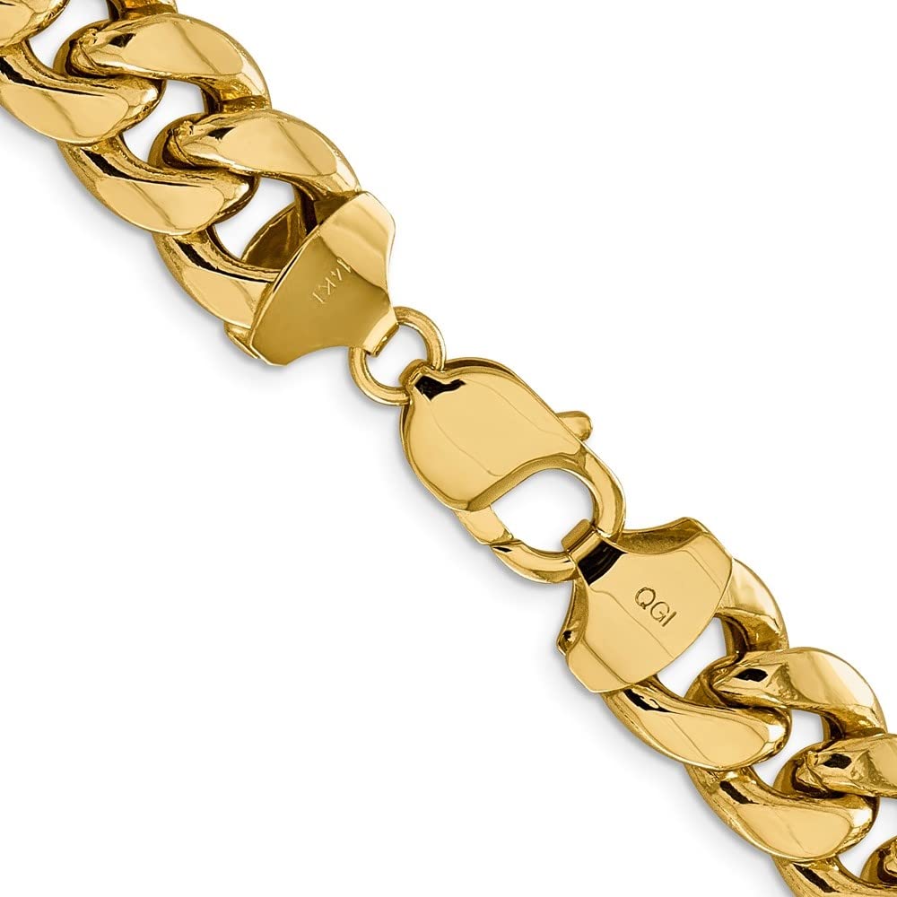 Auriga Fine Jewelry 10K Yellow Gold 13.2mm Semi-Solid Miami Cuban Chain Necklace for Men 22"", AFJ-QG-10BC164-22-MG: Auriga Fine Jewelry 10K Yellow Gold 13.2mm Semi-Solid Miami Cuban Chain Necklace for Men 22"", AFJ-QG-10BC164-22-MG