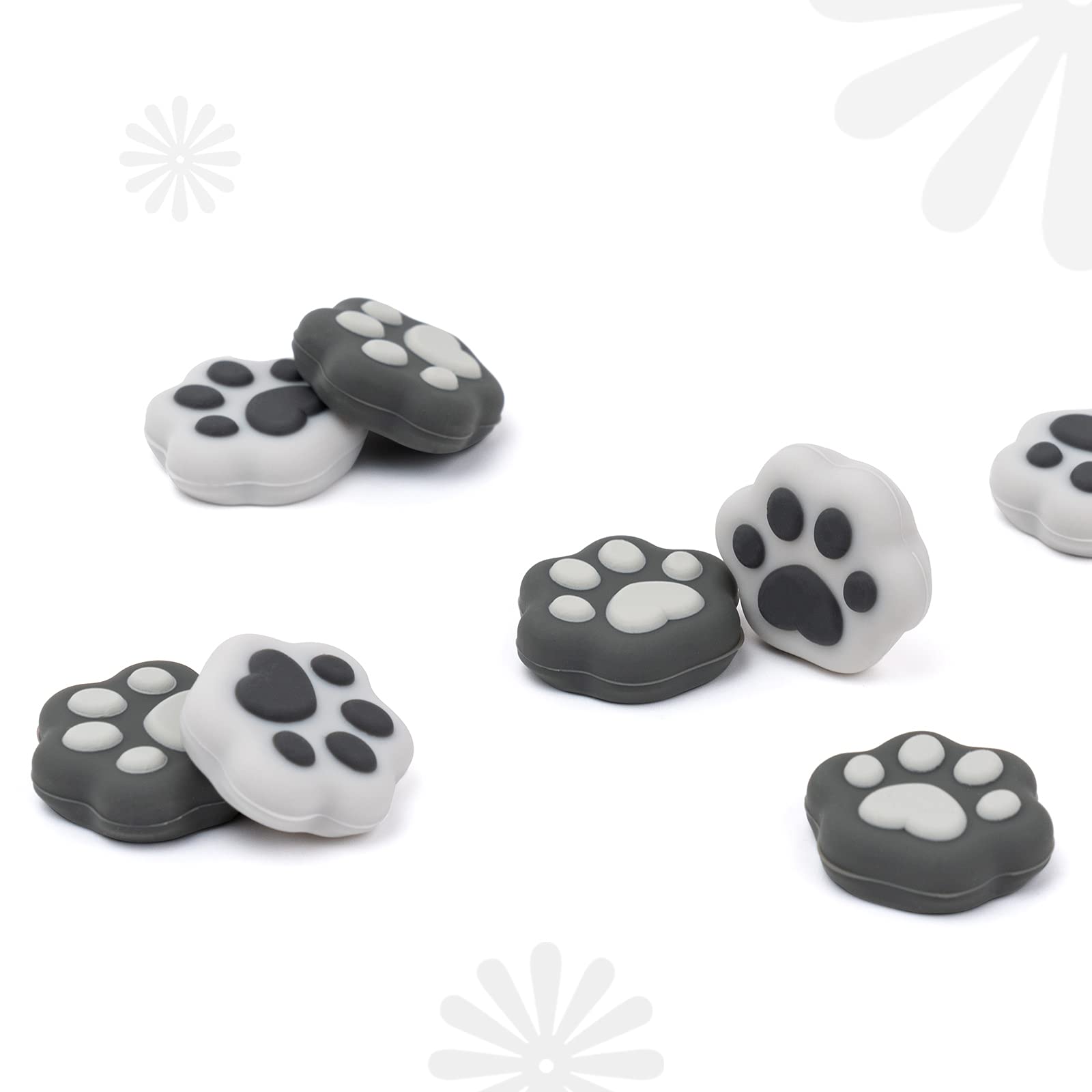 GeekShare Cat Paw Shape Thumb Grip Caps Soft Silicone Joystick Cover Compatible with Switch/OLED/Switch Lite,4PCS (Pink & Blue)