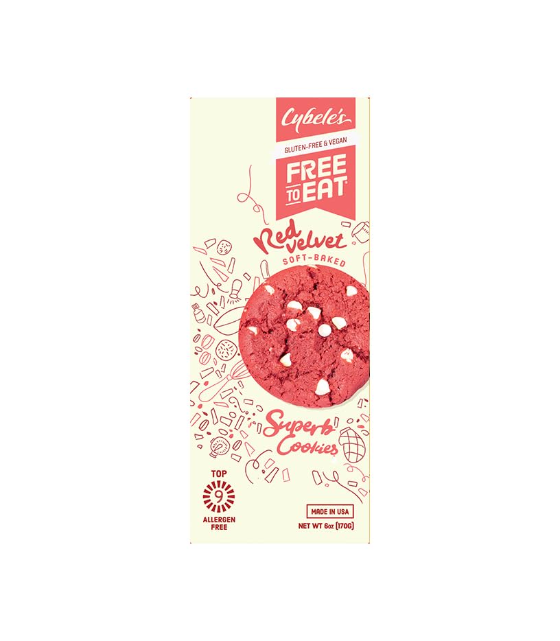 Cybele's Free to Eat Gluten-Free, Vegan, Healthy Allergen-Free Soft Baked Cookies, Red Velvet (Single Pack): Red Velvet 6 Ounce (Pack of 1)