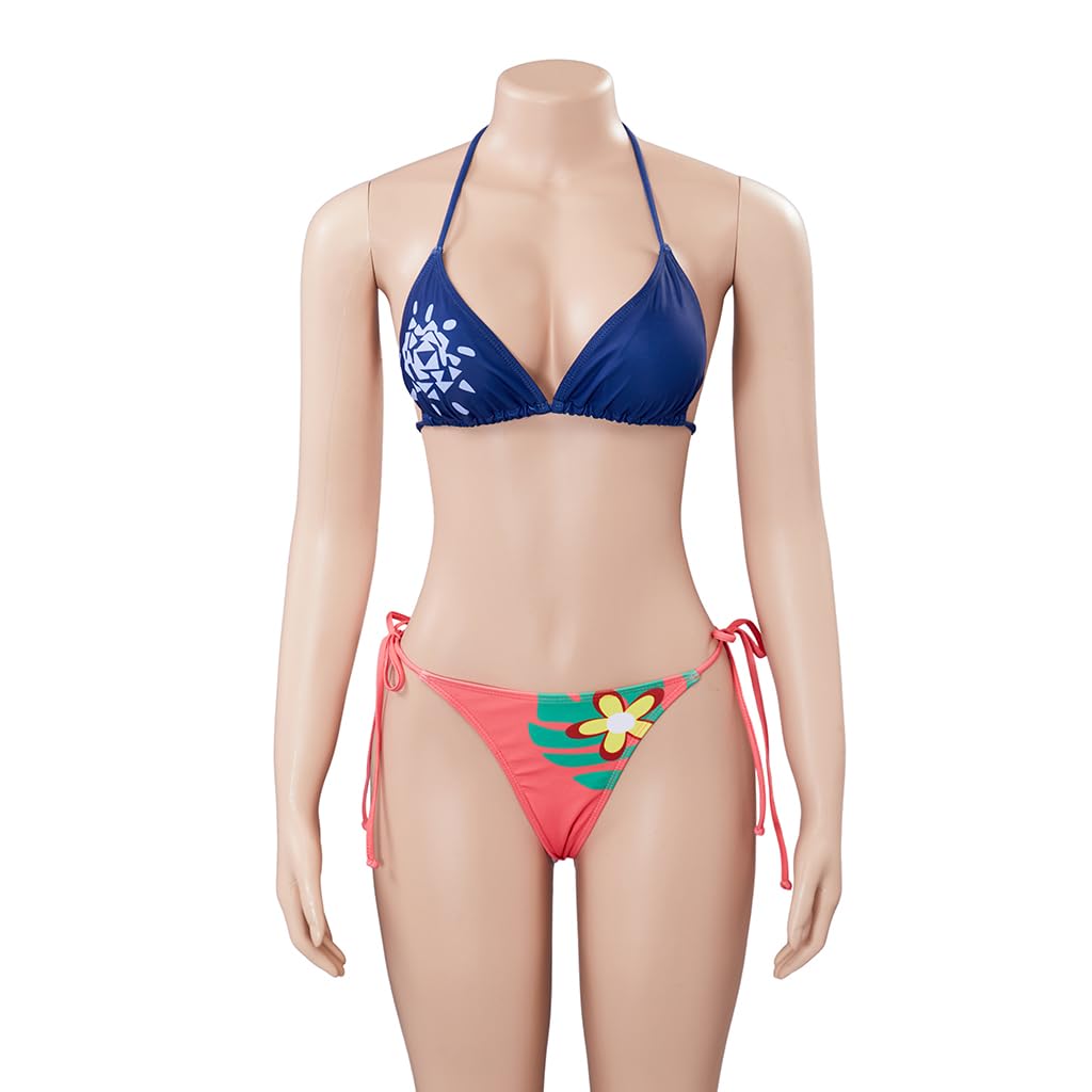 iSHOWcos Nico Robin Cosplay Bikini Women Sexy Triangle Bikini Halter Two Piece Set Swimsuit String Tie Side Bathing Suit: Small