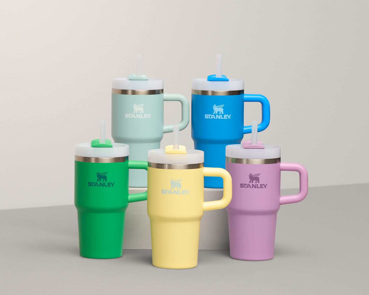 Stanley Quencher H2.0 Tumbler with Handle and Straw 30 oz | Flowstate 3-Position Lid | Cup Holder Compatible for Travel | Insulated Stainless Steel Cup | BPA-Free | Rose Quartz 2.0: 14 Ounces Azure