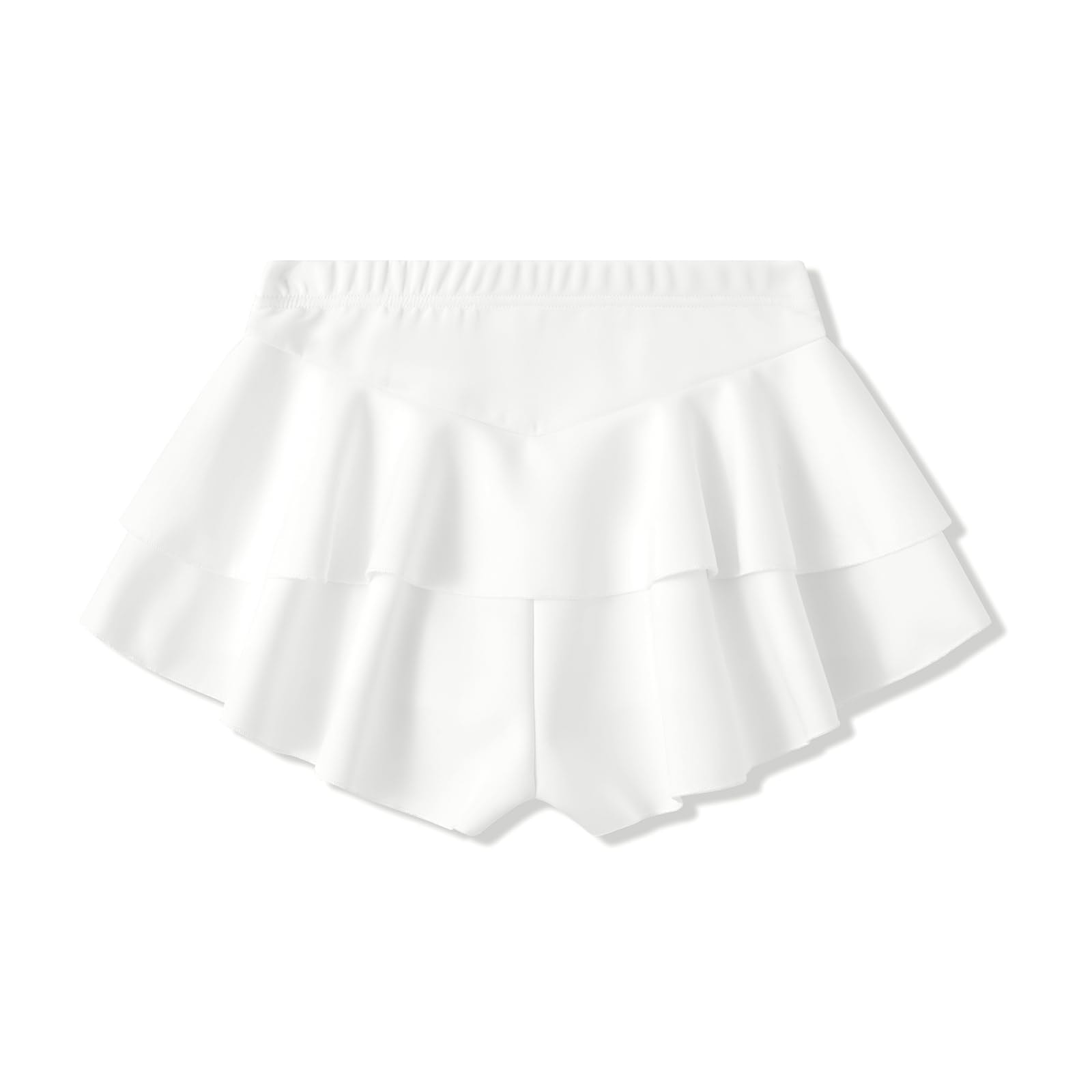 Women Sexy Booty Shorts Ruffle Rave Cheeky Skorts: White Small