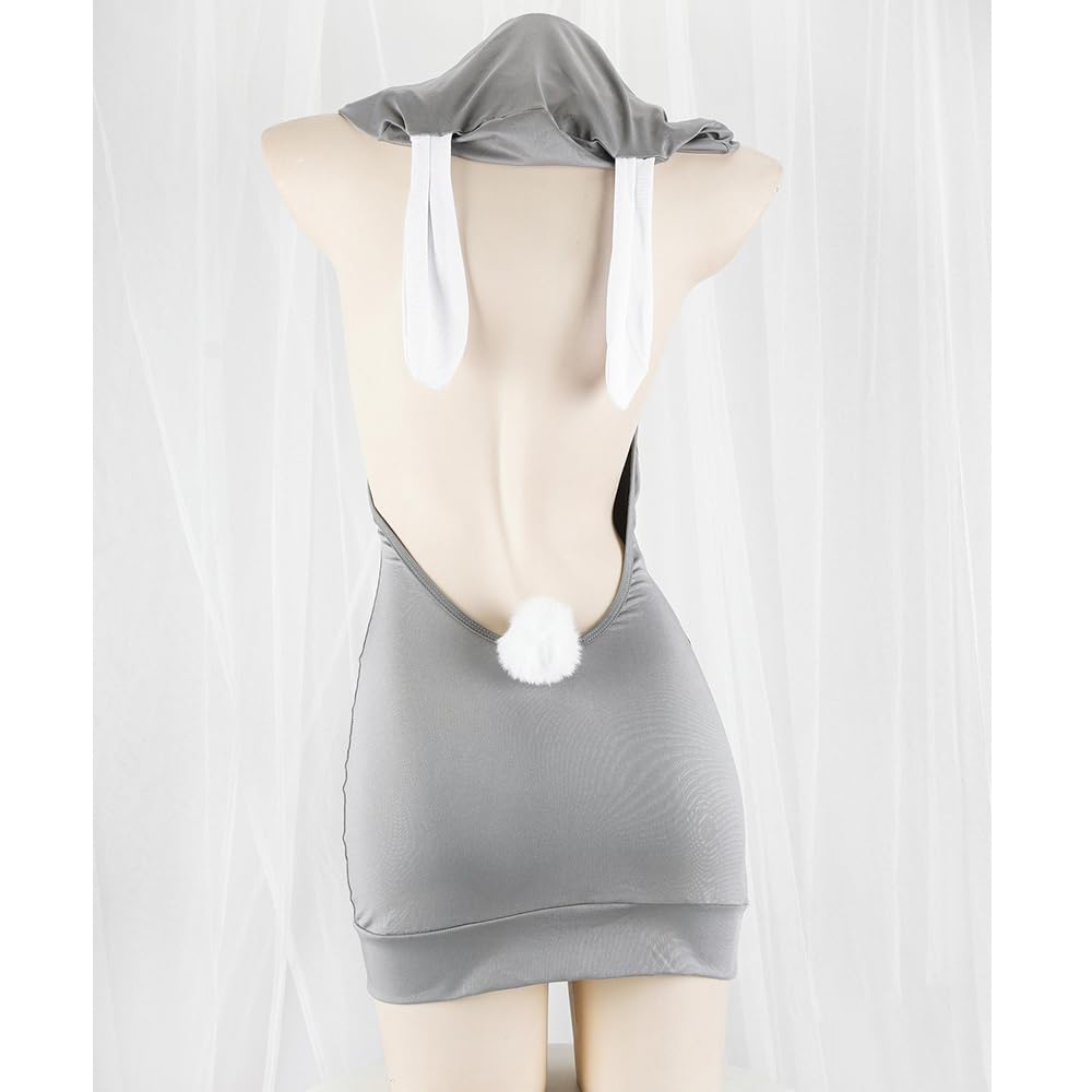 QNCLO Women's sexy cosplay tight fitting anime cute jumpsuit anime Japanese cute lingerie with hat anchor performance suit: Grey1