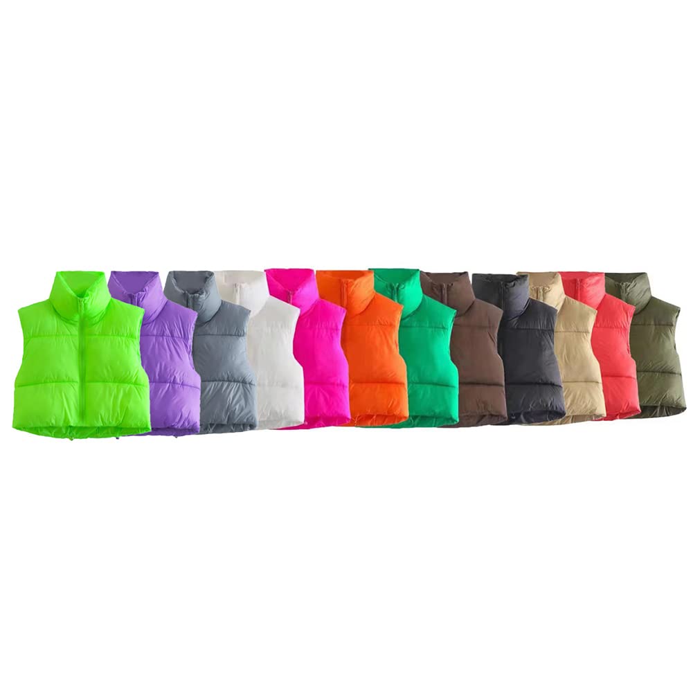 KEOMUD Women's Winter Crop Vest Lightweight Sleeveless Warm Outerwear Puffer Vest Padded Gilet: KEOMUD Women's Winter Crop Vest Lightweight Sleeveless Warm Outerwear Puffer Vest Padded Gilet