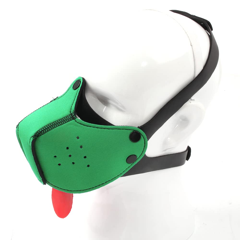 Neoprene Puppy Face Muzzle Dog Hood Mask Play Hoods: Green