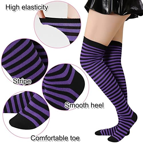 Bienvenu Womens Socks Striped Knee High Socks Arm Warmer Fingerless Gloves Set - Image 5