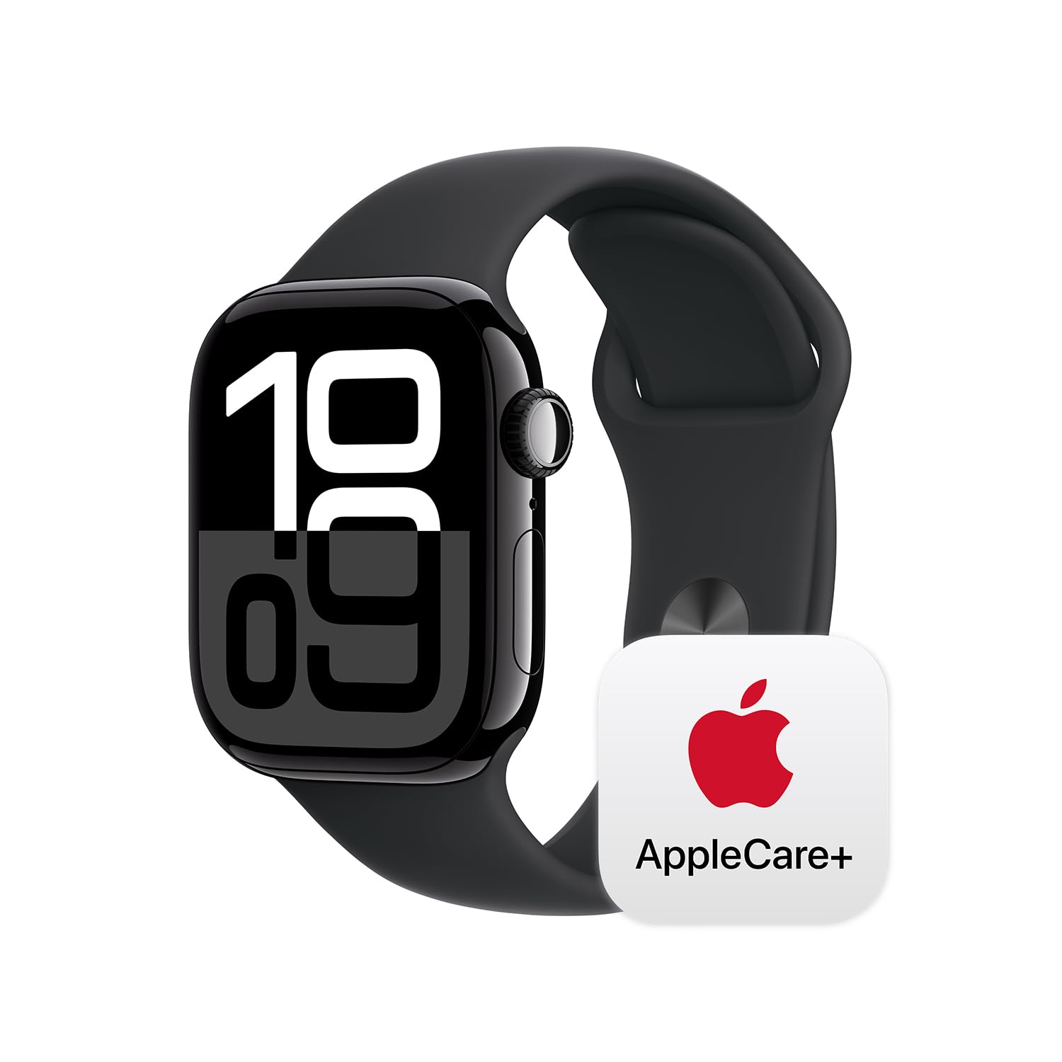 Apple Watch Series 10 [GPS 42mm case] Smartwatch with Silver Aluminium Case with Blue Cloud Sport Loop. Fitness Tracker, ECG App, Always-On Retina Display, Carbon Neutral: Jet Black Aluminium Case with Black Sport Band 42mm case + Small/Medium band GPS With AppleCare+ (2 Years)