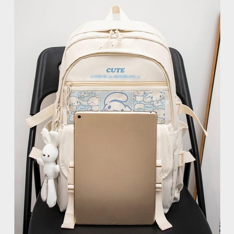 ALORVE Backpack Cute Anime Student Schoolbag Cartoon Casual Travel Bag for Boys and Girls School Season Backpack (): White