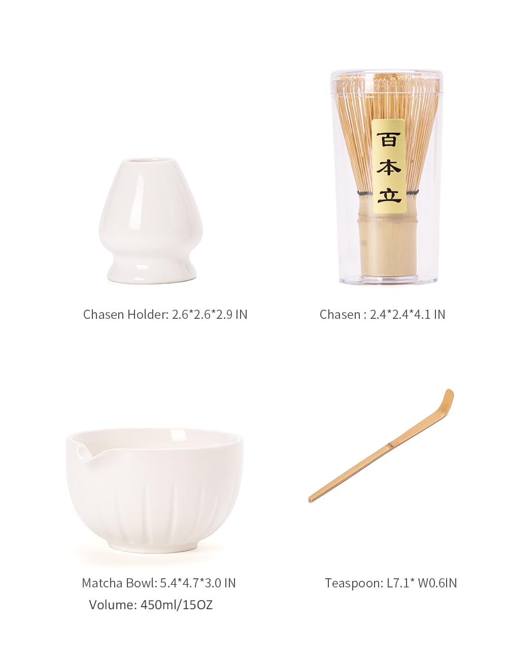 TANG PIN Matcha Set - Match Bowl with Spout and Whisk, 15 OZ, Matcha Scoop | Matcha Whisk Stand (Chasen Holder) - 4pc Perfect Matcha Kit for Matcha Tea Ceremony () thumbnail 6