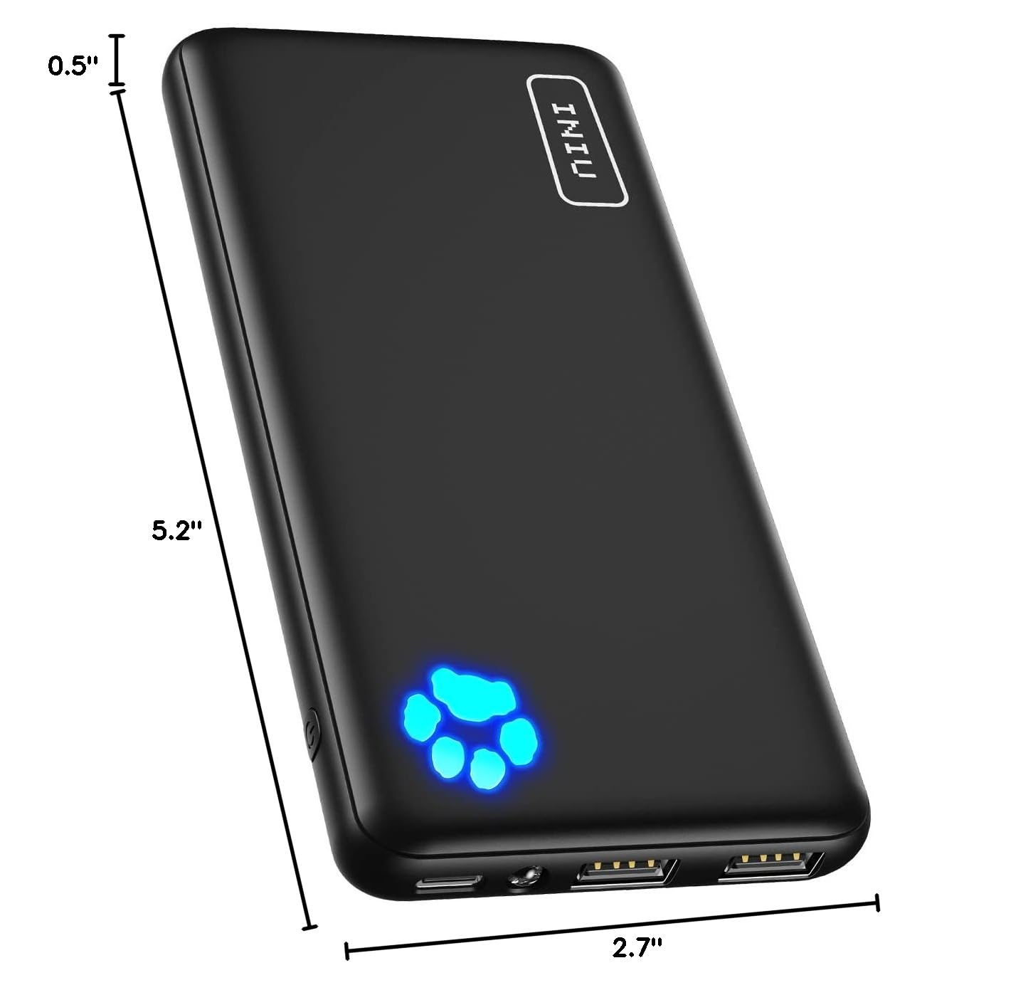 INIU Portable Charger, Slimmest 10000mAh 5V/3A Power Bank, USB C in&out High-Speed Charging Battery Pack, External Phone Powerbank Compatible with iPhone 16 15 14 13 12 Samsung S22 S21 Google iPad etc: Classic Size Black