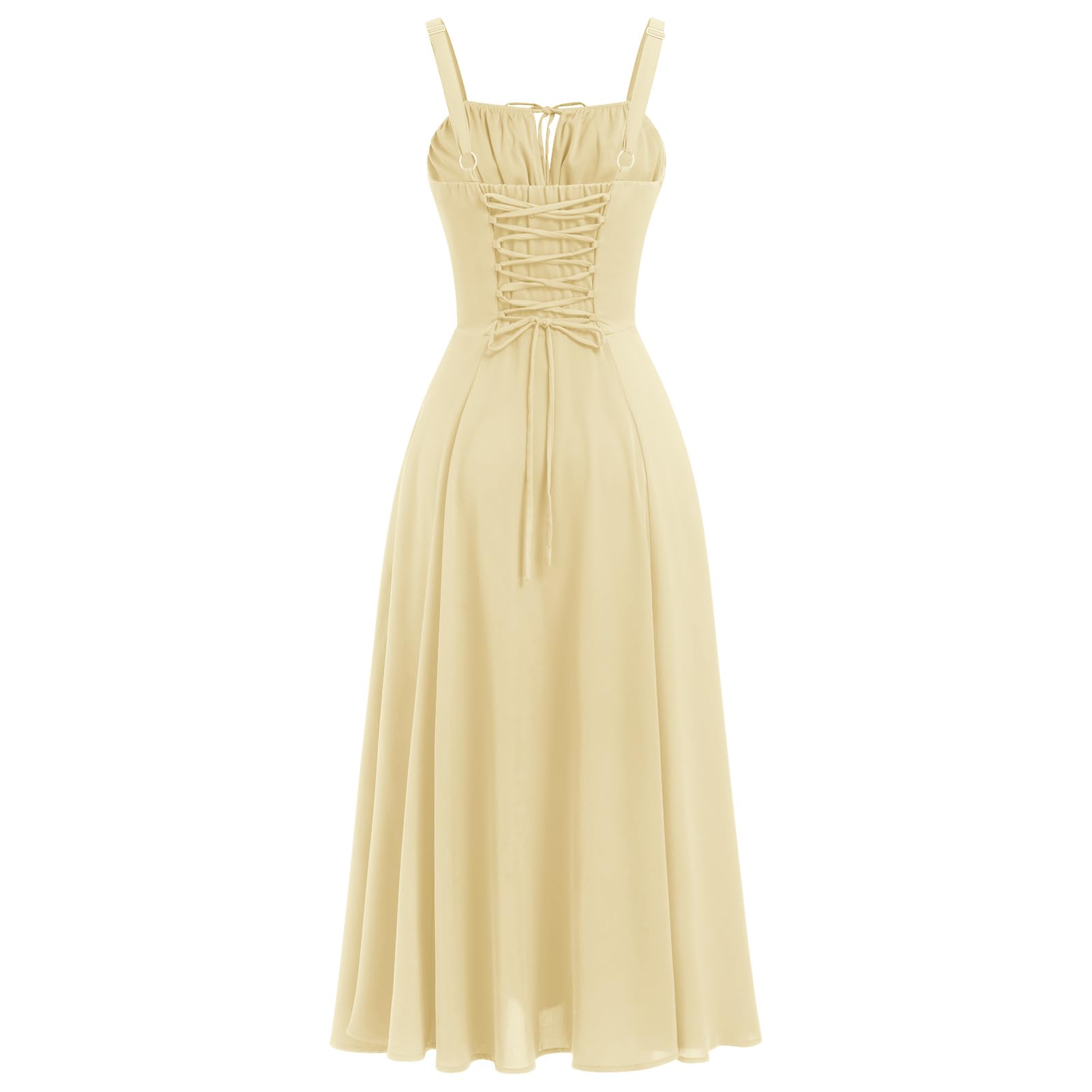 Women's Floral Corset Dress Formal Cocktail Dresses Going Out Casual Sundress Split Thigh Spaghetti Strap Vintage Dress: Small Yellow