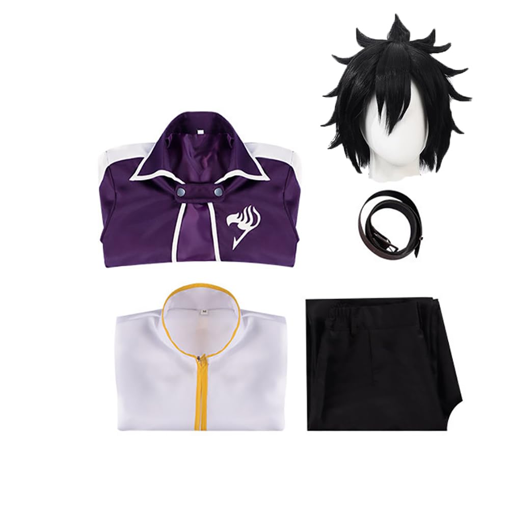 Gray Fullbuster Cosplay Costume Gray Fullbuster Outfit Purple Robe With Wig Halloween