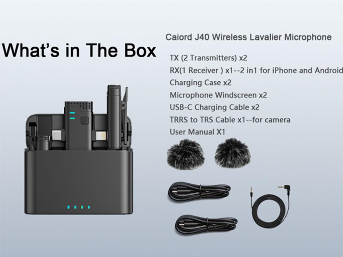 2 Pack Professional Wireless Lavalier Microphone for iPhone iPad Android with Charging Case Noise Reduction Plug-Play Clip on Lapel Mic for Video Recording Vlogging, YouTube, Interview, Live Streaming: 2 in 1