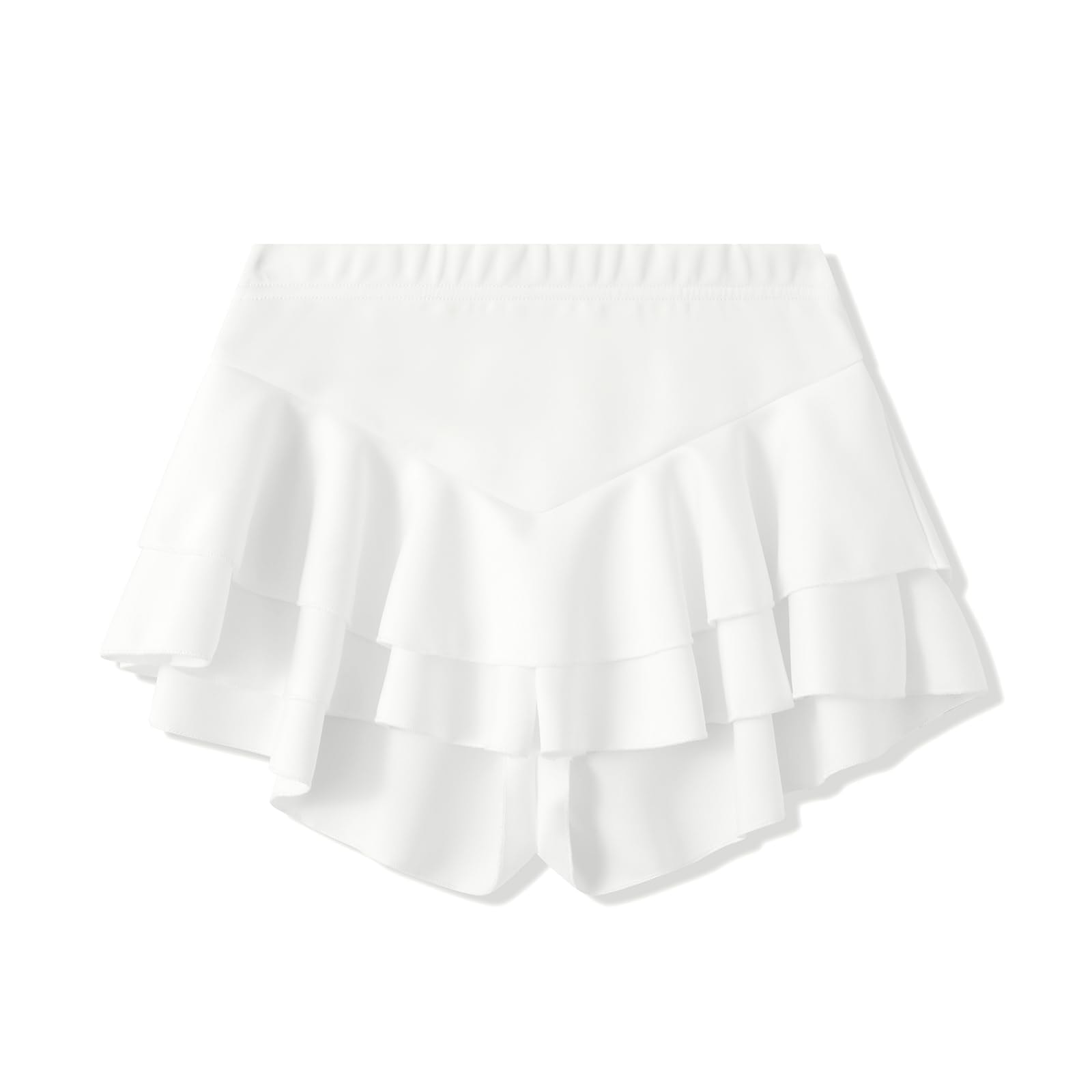Women Sexy Booty Shorts Ruffle Rave Cheeky Skorts: White Small