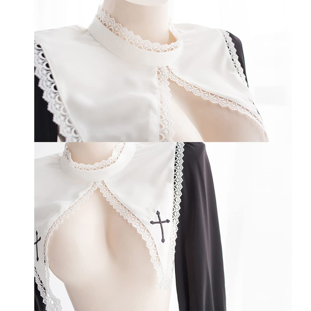 JasmyGirls Kawaii Lingerie Sexy Bad Nun Cosplay Costume Devil Anime Bikini Maid Roleplay Outfit Japanese Lolita Bra and Panty Set Black: JasmyGirls Kawaii Lingerie Sexy Bad Nun Cosplay Costume Devil Anime Bikini Maid Roleplay Outfit Japanese Lolita Bra and Panty Set Black