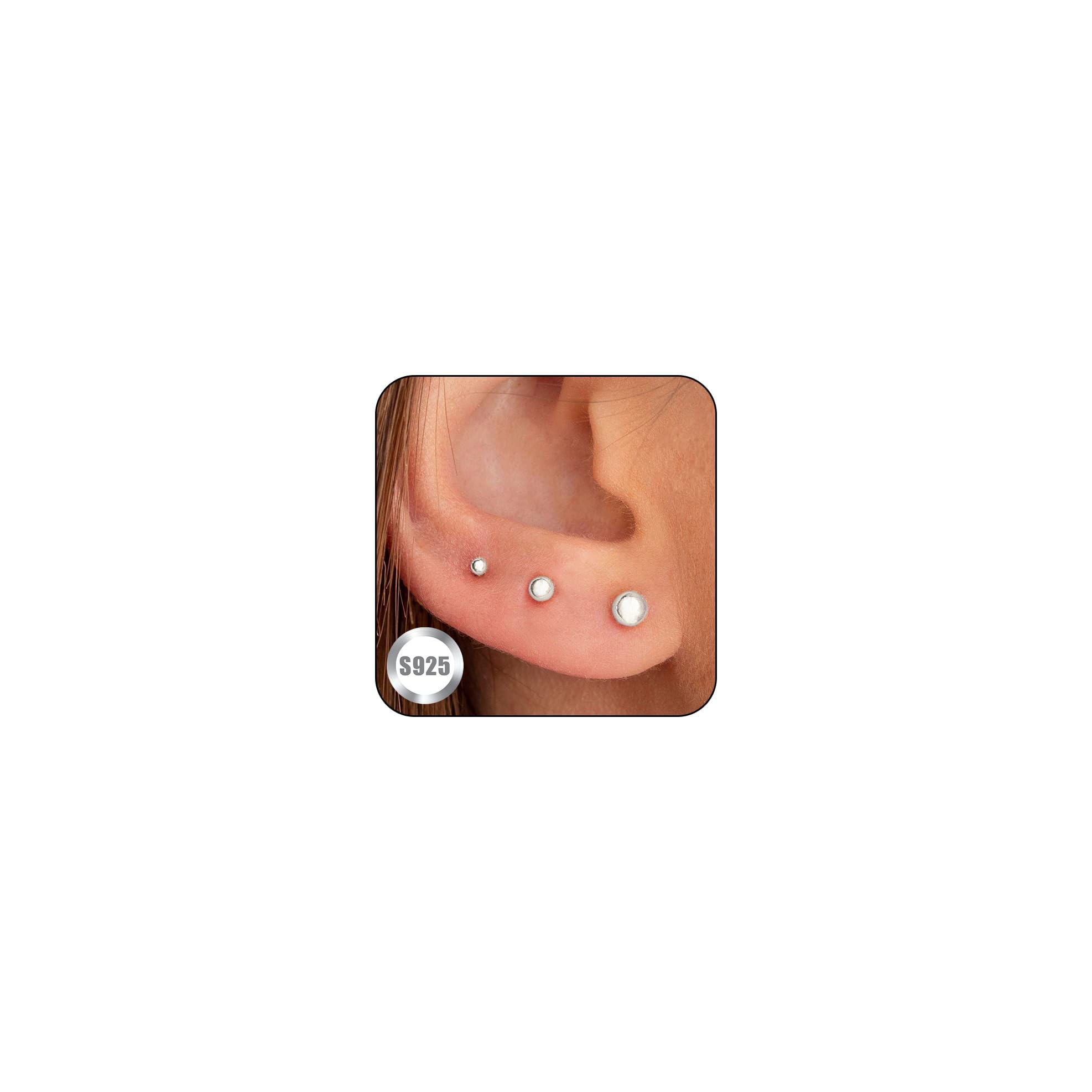 ZNBOH 3 Pairs 14k Gold Stud Earrings for Women Hypoallergenic 925 Sterling Silver Post Dainty Silver Cartilage Tragus Earrings Stacks Set Trendy Small Diamond Heart Multiple Piercing Jewelry for Men thumbnail 1