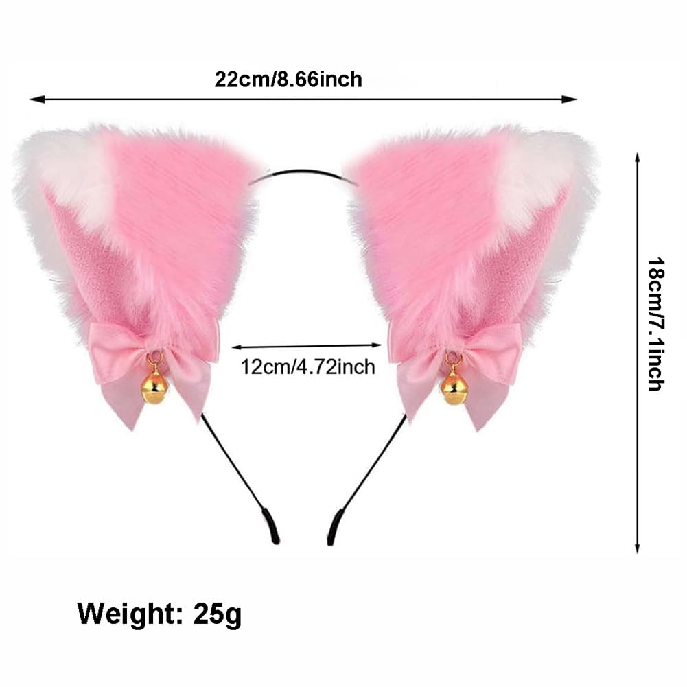 TJCGCKK Animal Cosplay Costume Furry Fox Tail Plug Cute Ears Headband Bat Style Neck Collar Set: Pink C