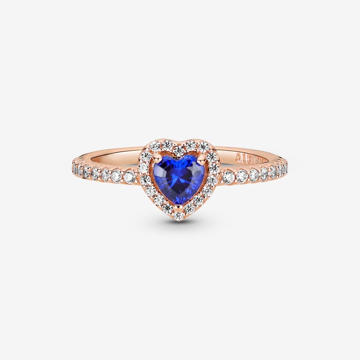 Pandora Sparkling Elevated Heart Ring - Rose Gold Ring for Women - Layering or Stackable Ring - Gift for Her 14k Rose with Cubic Zirconia - With Gift Box: Blue 4.5