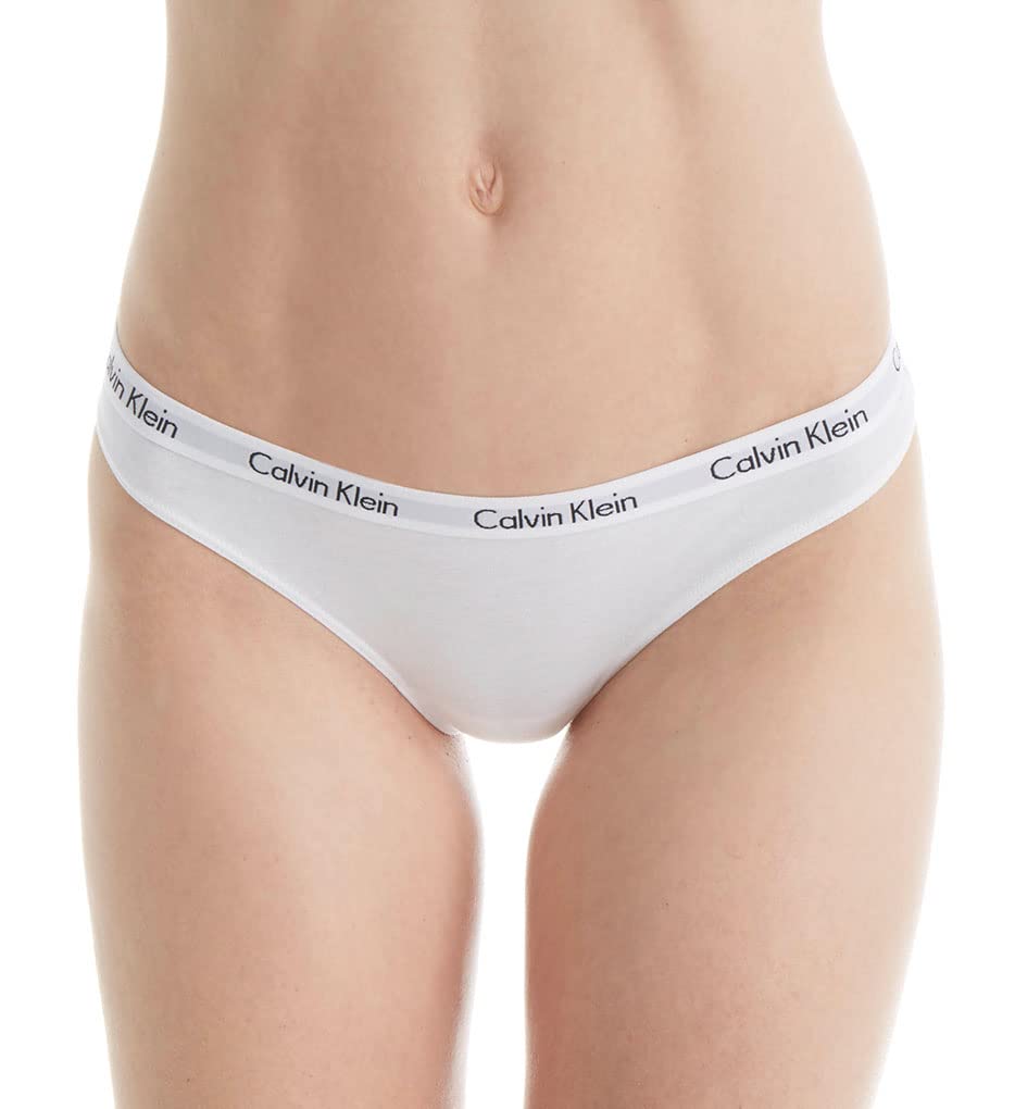 Calvin Klein Women's Carousel Logo Cotton Stretch Thong Panties, 3 Pack: Black/White/Grey Small