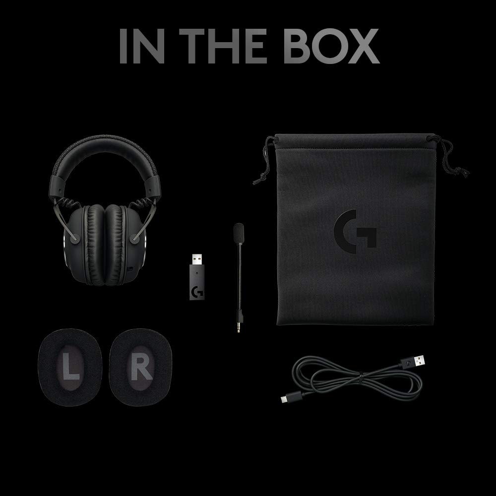 Logitech G PRO X Wireless LIGHTSPEED Gaming  with Blue VOCE Mic Filter Tech, 50 mm PRO-G Drivers, and DTS Headphone:X 2.0 Surround Sound, 20+ Hour Battery Life - Black: Headset