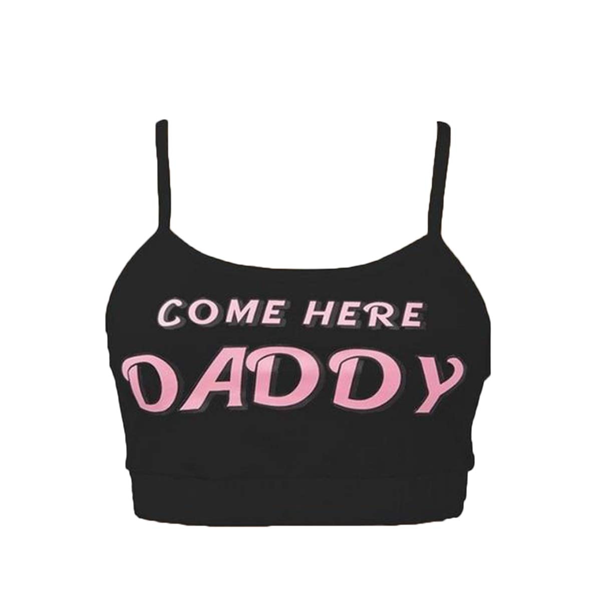 Multitrust Sexy Women Come Here Daddy Please Strappy Lingerie Set 2PCS Slutty Underwear Tank Tops and Panty Pajamas Sleepwear: Large Black
