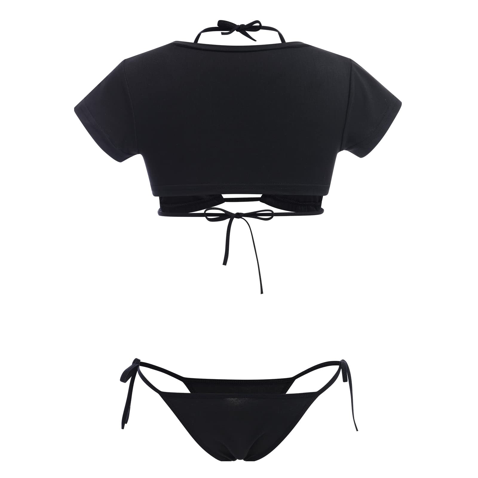 ABAFIP Women Cute Kawaii Striped Bikini Lingerie Set Micro Tiny Bra G-String Panty/Garter Belt 2Pcs / 3Pcs Underwear: One Size Black - 3pcs