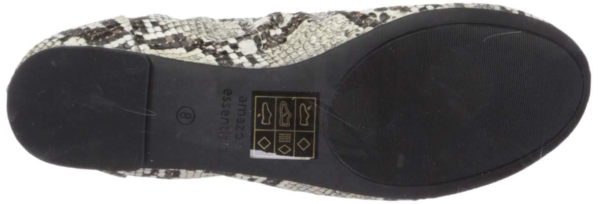 Amazon Essentials Women's Belice Slip On Ballet Flat: 7.5 Black White Faux Snake Skin