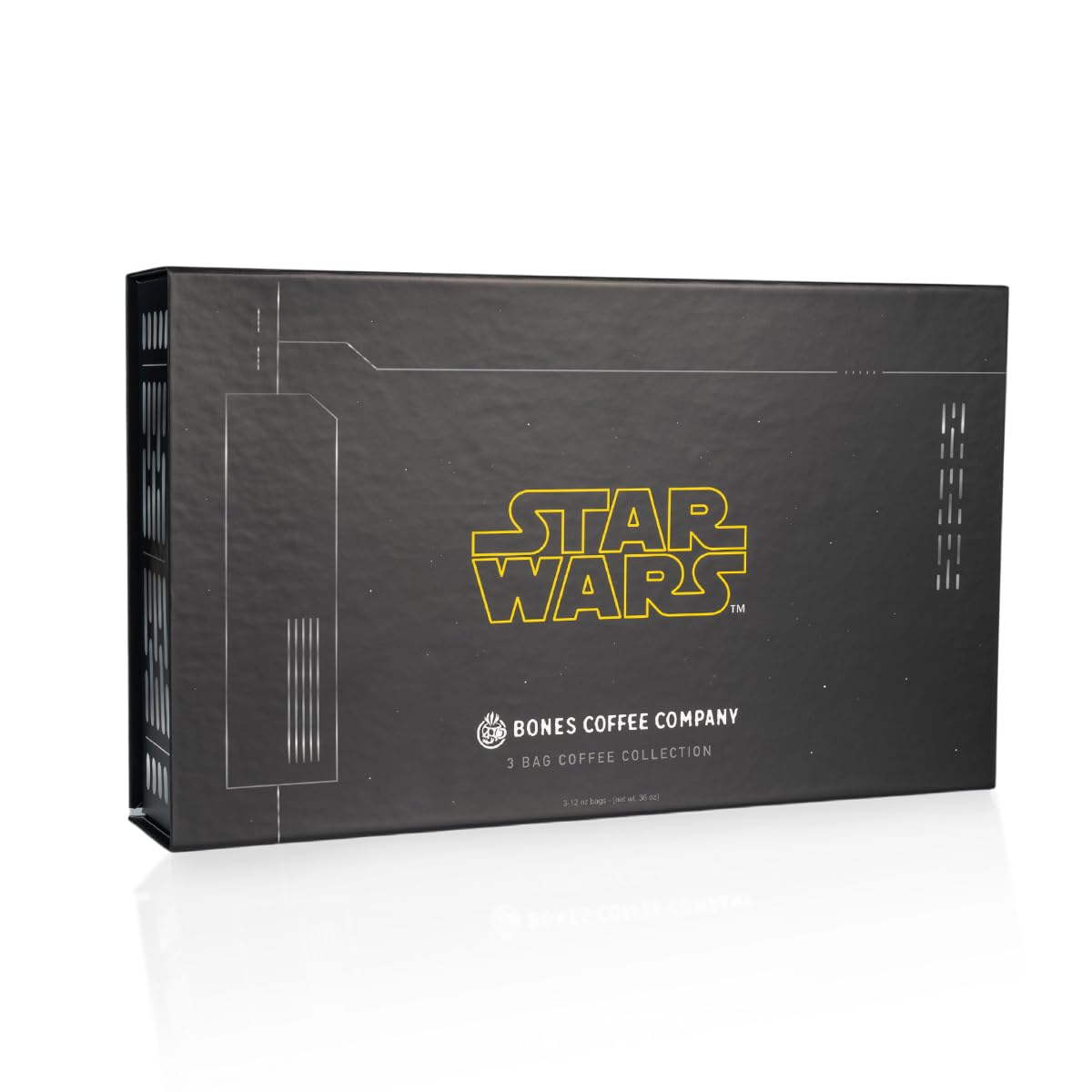 Bones Coffee Company Fallout Collector's Box Sample Pack Gift Set, Flavored Coffee Beans, Medium Roast Ground Coffee Low Acid, Apple Pie Flavor (12 oz Pack of 3): 12 Ounce (Pack of 3) Star Wars Collector's Box (Ground)