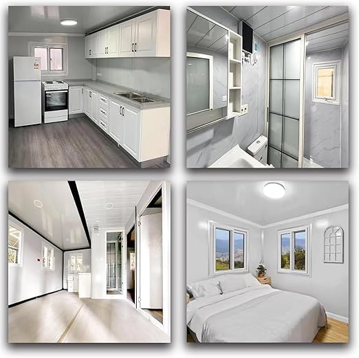 Tiny Homes to Live in for Adults, 20Ft Tiny Home for Sale Prefab House Customizable with 2 Bedrooms, 1 Fully Equipped Bathroom and Kitchen, 1 Living Room, Mobile House