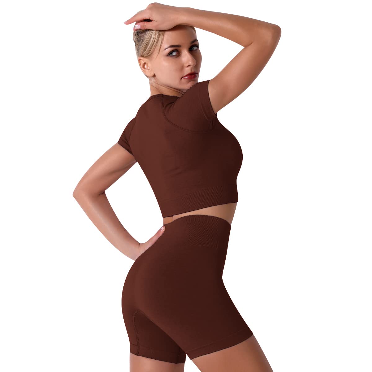 Women's Yoga Outfit Seamless Workout Set High Waist Exercise Shorts Pants with Sport Bra 3PCS Tracksuit Gym Tracksuits thumbnail 3