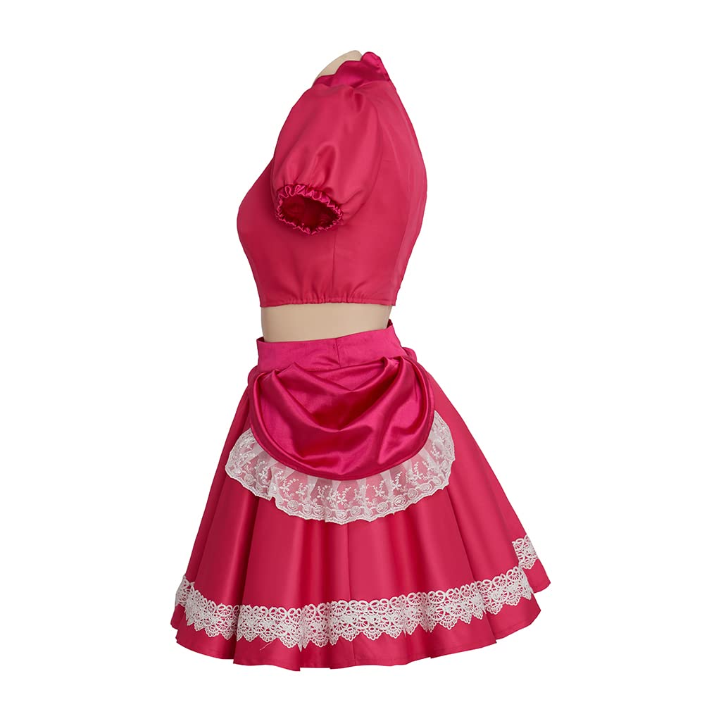 Willyacos Womens Super Brothers Princess Peach Costume Halloween Party Dress Sexy Pink Princess Dress Cosplay for Adult: 3X-Large Pink