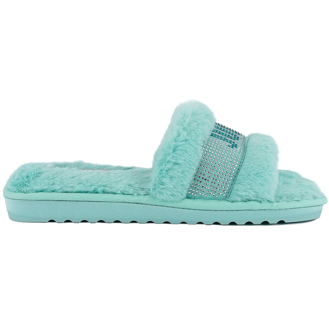 Juicy Couture Women's Slide Slipper Sandals With Faux Fur: Juicy Couture Women's Slide Slipper Sandals With Faux Fur
