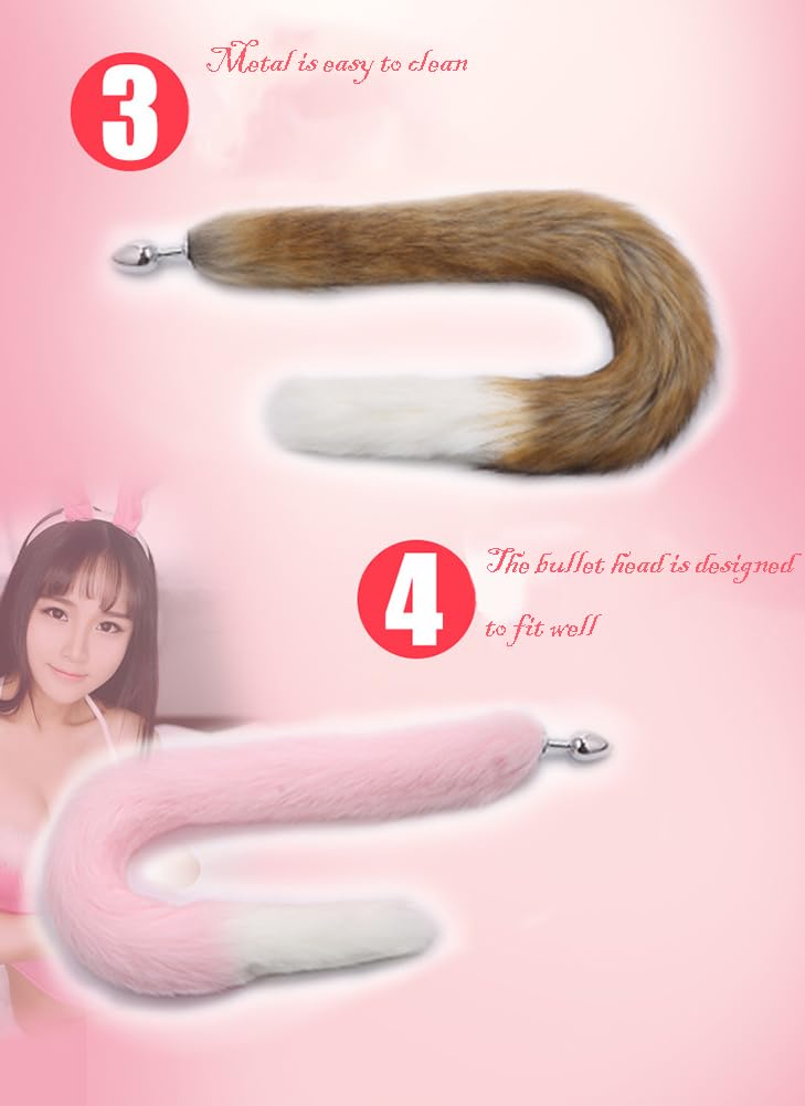 30.3 Inch Fox Animal Costume Tail Faux Fur Wolf Butt Tail Long Anal Butt Plug Fox Cat Butt Plug Furry Plush Tail Plug Valentines Day Cosplay: Black
