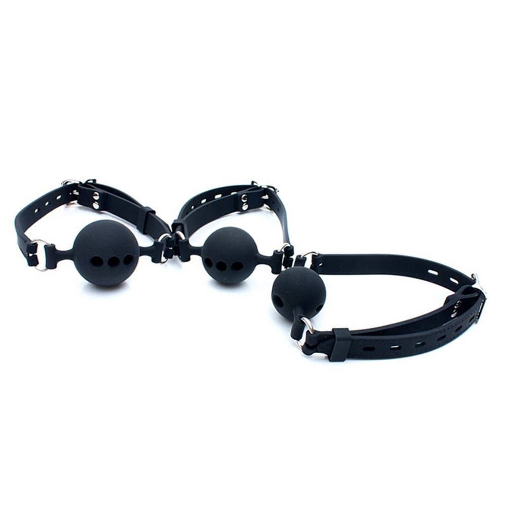 RYOZOCH Silicone Breathable Ball Gag for Adult Bondage Restraints Sex Play (Black, 1.5in Ball): Black 1.5in Ball