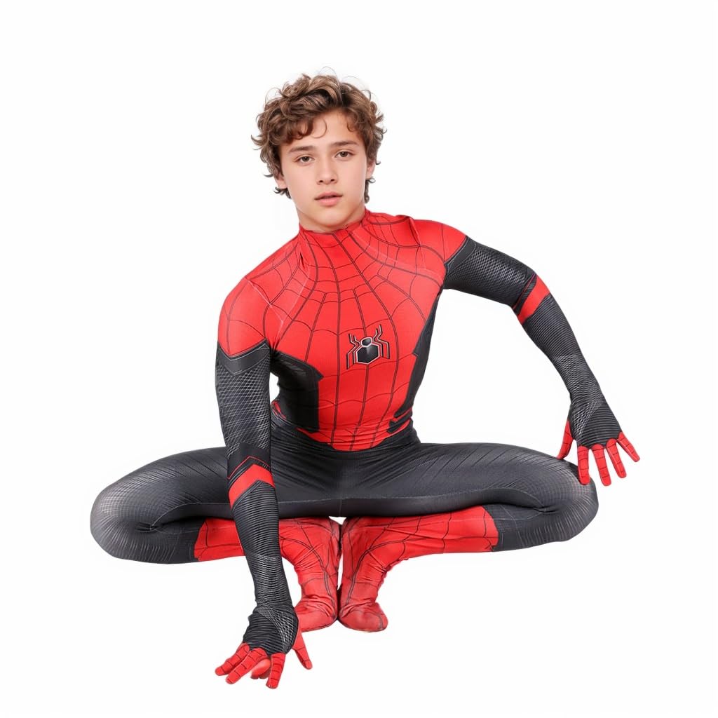 Nuvlexia Superhero Costume for Halloween 3D Print Red Bodysuit With Mask Halloween Cosplay Jumpsuit Outfit for Adults