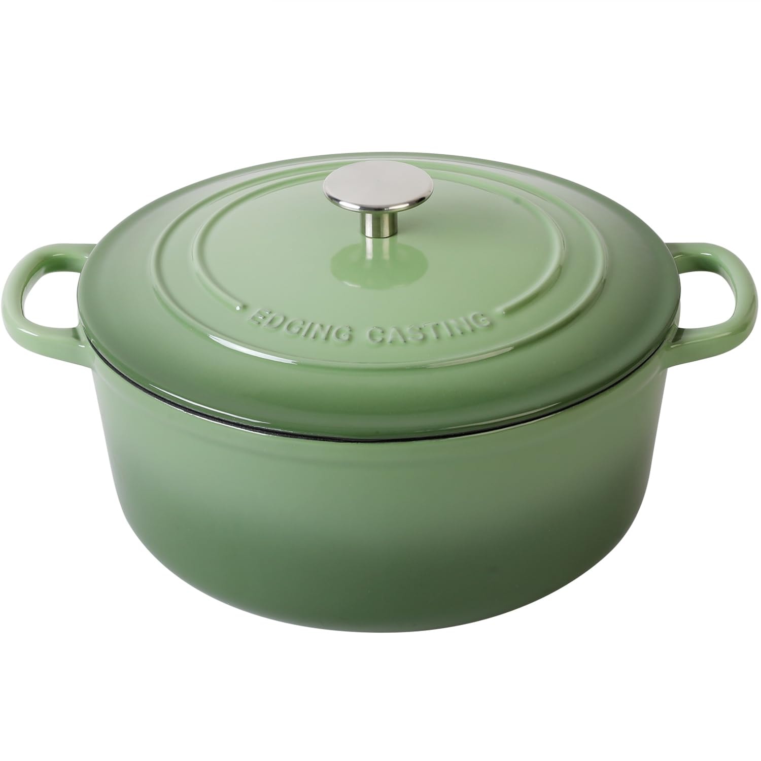 EDGING CASTING Enameled Cast Iron Covered 5.5 Quart Dutch Oven with Dual Handle, Dutch Ovens with Lid for Bread Baking, Pink: 7QT Pistachio Green
