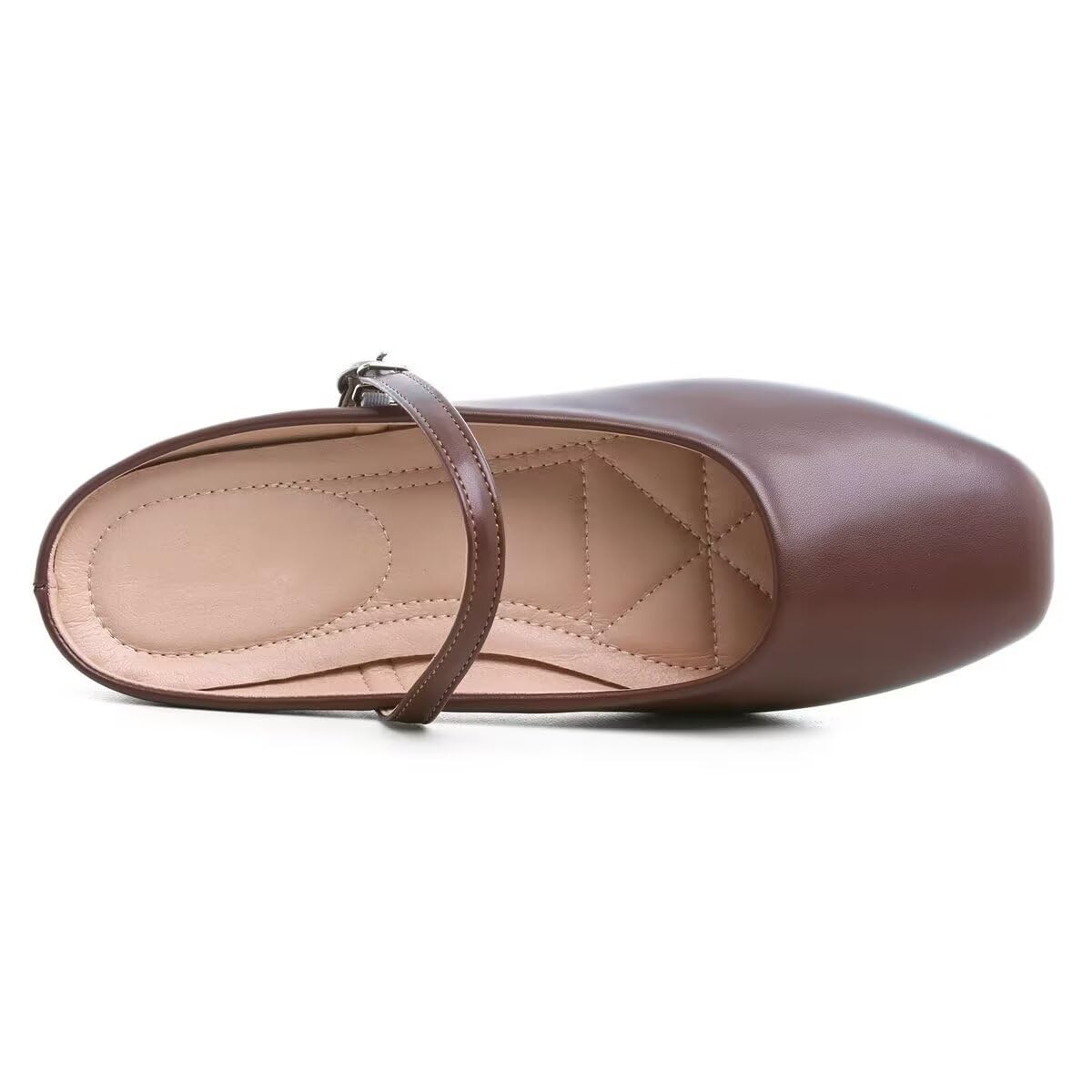 VFDB Women Mules Elegant Dressy Flats Closed Toe Microfiber Leather Shoes Adjustable Buckle Strap Mary Jane Casual Office Shoes thumbnail 5