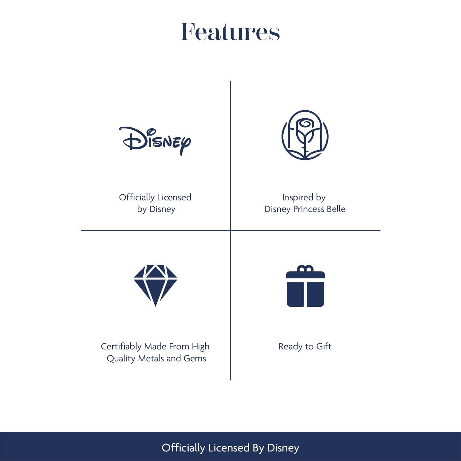 Jewelili Enchanted Disney Fine Jewelry 14K White Gold and Rose Gold 1/3 Cttw Diamond Belle Rose Composite Bridal Ring: 6