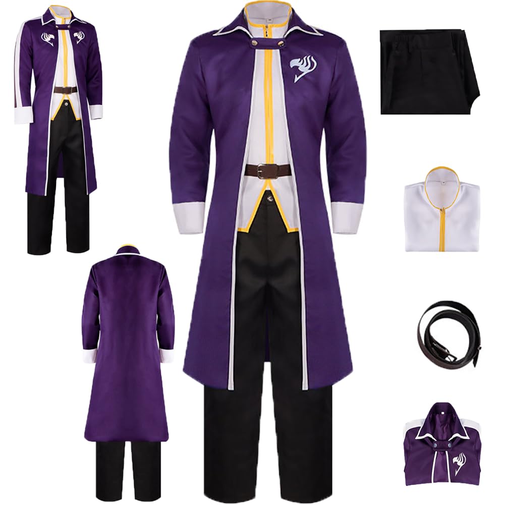 Gray Fullbuster Cosplay Costume Gray Fullbuster Outfit Purple Robe With Wig Halloween