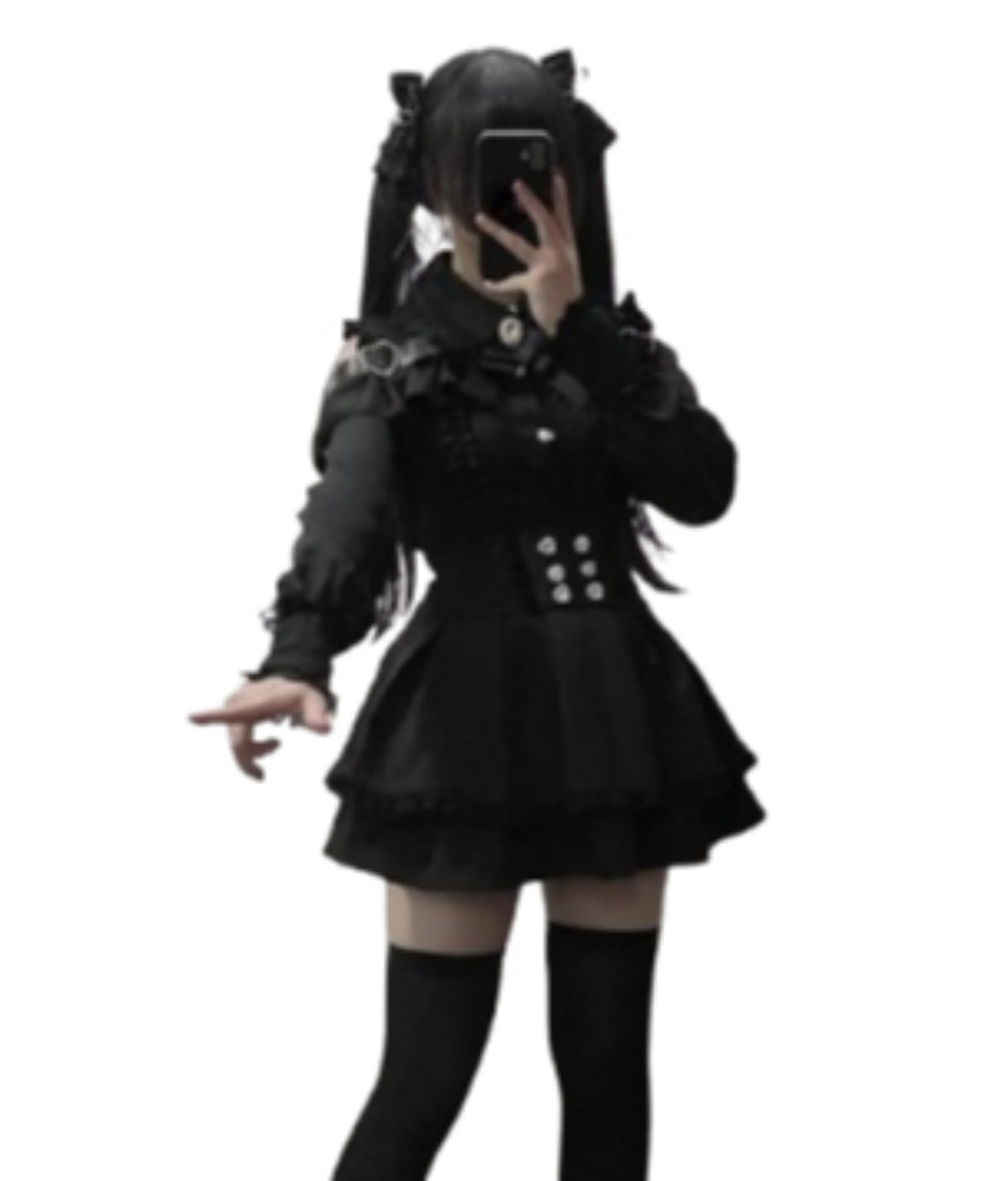 Wayolyn Lolita Shirts Jirai Kei Fashion Kawaii Clothing Goth Shirts Women Lace Mesh Sheer Long Sleeve Blouse