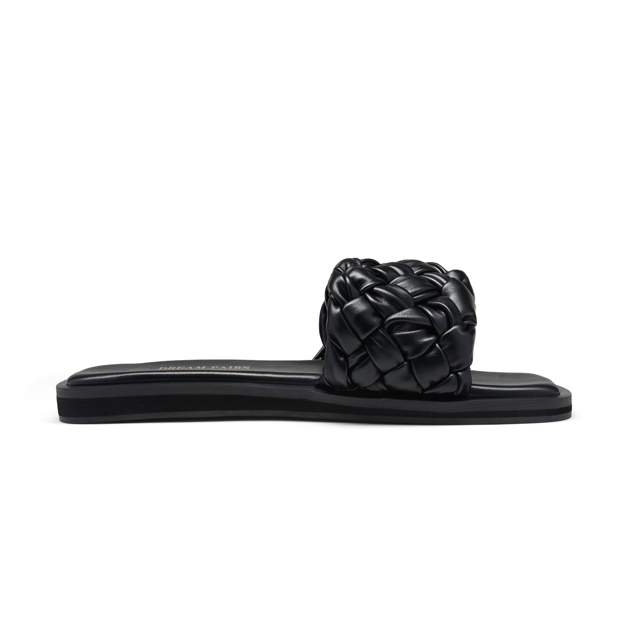 DREAM PAIRS Women's Square Open Toe Slide Sandals Cute Slip on Braided Strap Rhinestone Flat Sandals for Summer: DREAM PAIRS Women's Square Open Toe Slide Sandals Cute Slip on Braided Strap Rhinestone Flat Sandals for Summer