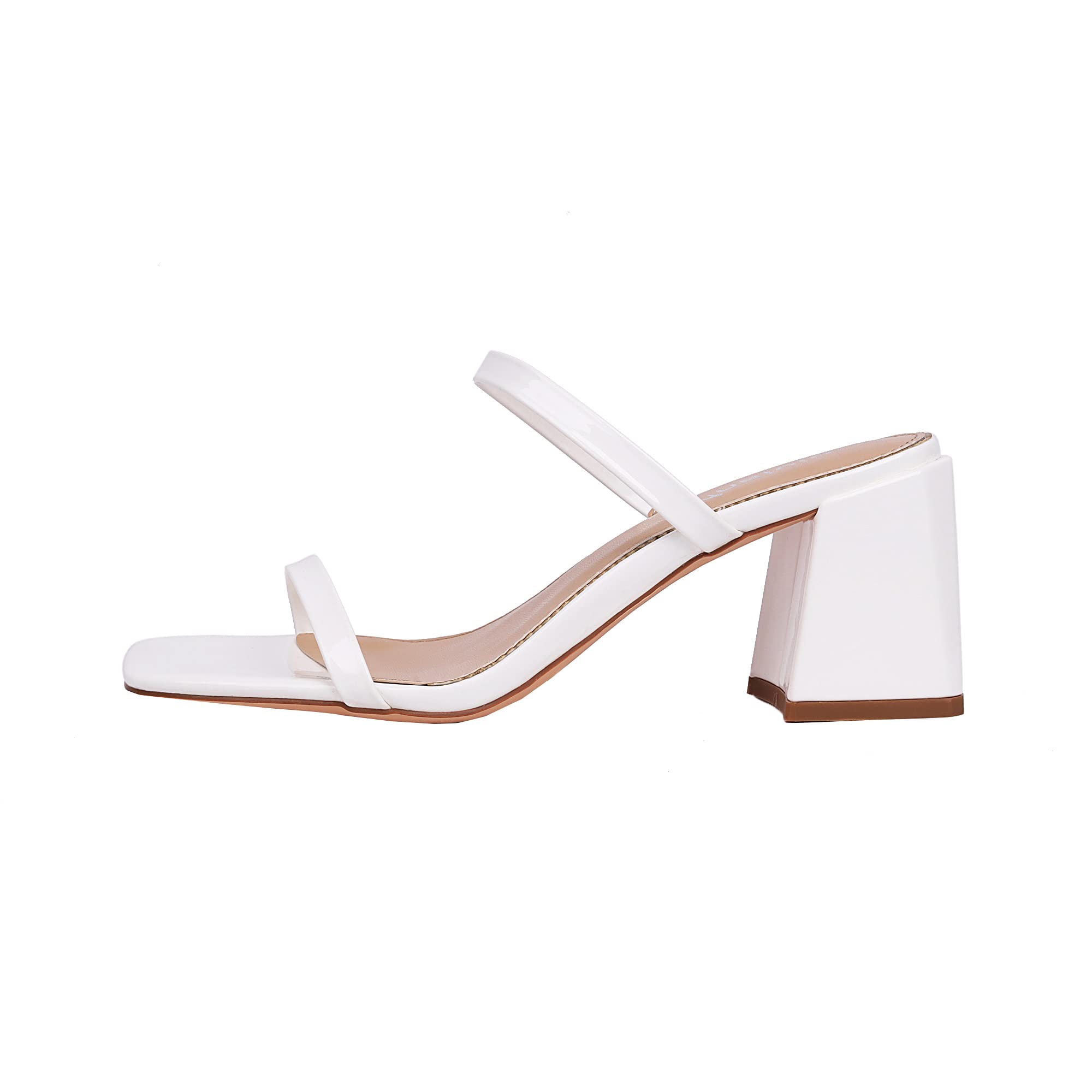 vivianly Women's Low Block Heels Sandal Square Open Toe Chunky High Heels Slip on Heeled Sandals Mules Slide for Party Wedding Dress Shoes thumbnail 3