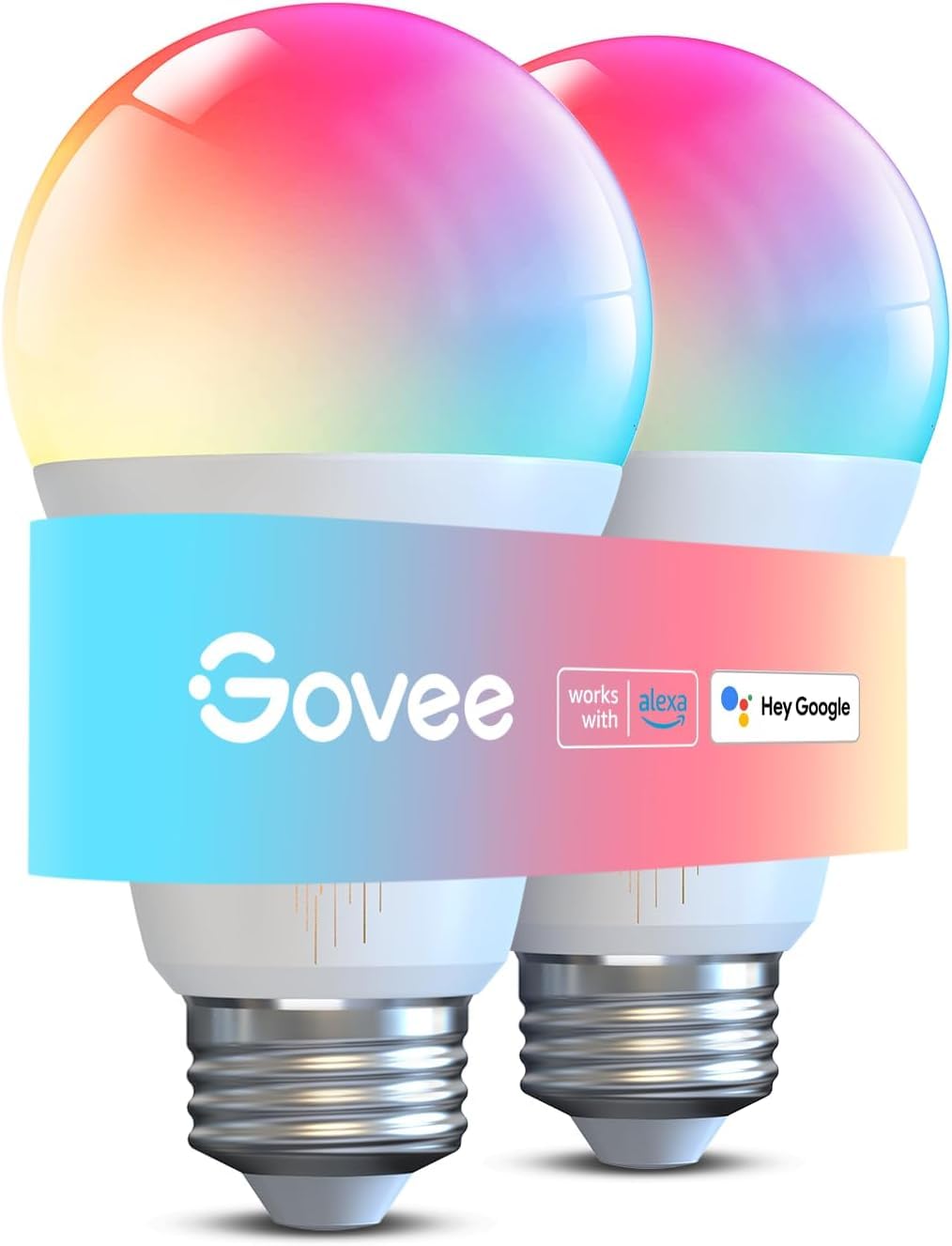 Govee Smart Light Bulbs 100 Lumens, Color Changing Light Bulbs RGBWW Dimmable, Works with Alexa & Google Assistant, Color Lights Bulb, 12W 85W Equivalent A19 LED Bulbs for Bedroom Living Room, 2 Pack: 2