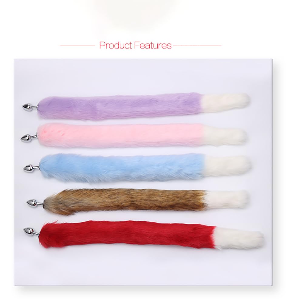 30.3 Inch Fox Animal Costume Tail Faux Fur Wolf Butt Tail Long Anal Butt Plug Fox Cat Butt Plug Furry Plush Tail Plug Valentines Day Cosplay: Blue