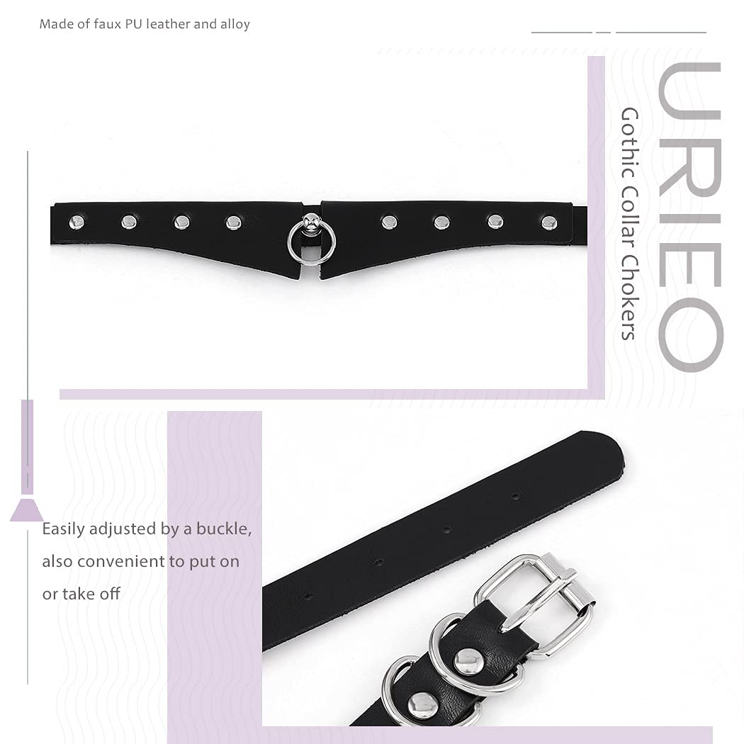 Urieo Gothic Leather Choker Necklace  Punk Nightclub Jewerly Accessories for Women: Black