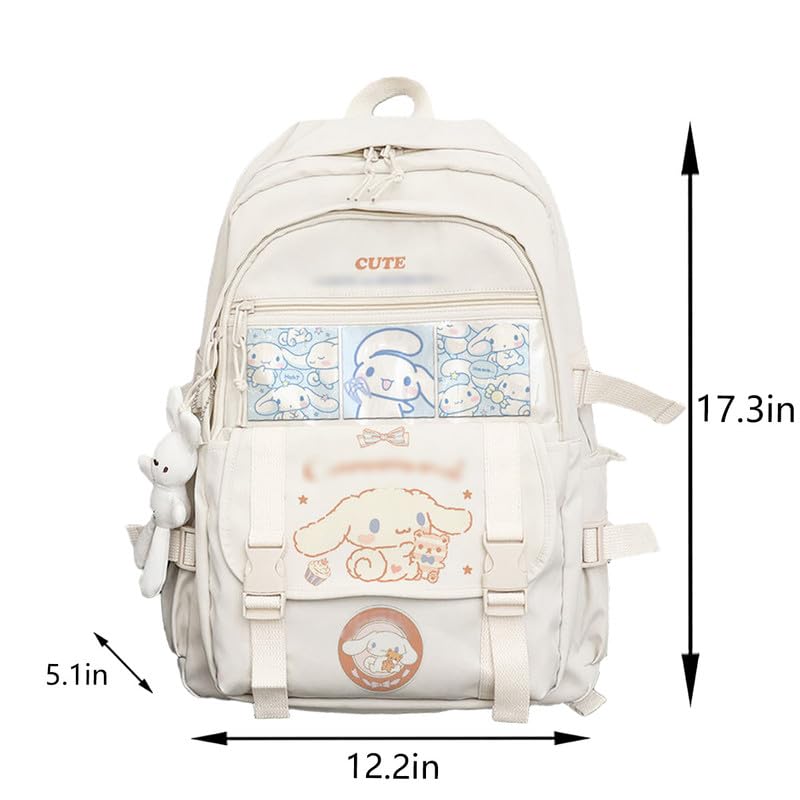 ALORVE Backpack Cute Anime Student Schoolbag Cartoon Casual Travel Bag for Boys and Girls School Season Backpack (): White