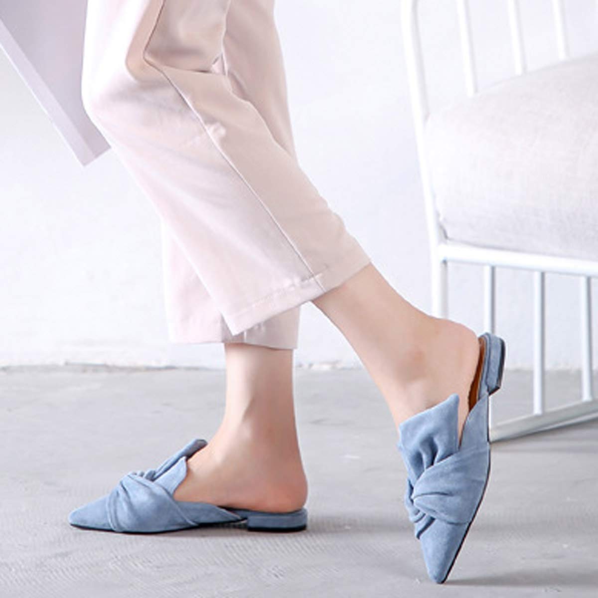 VFDB Women Mules Elegant Dressy Flats Closed Toe Microfiber Leather Shoes Adjustable Buckle Strap Mary Jane Casual Office Shoes thumbnail 7