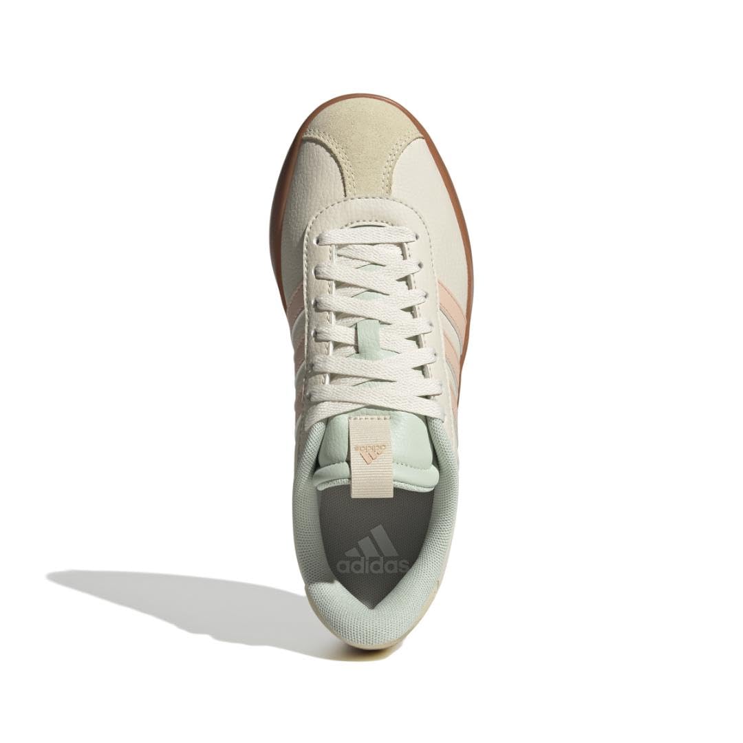 adidas Women's VL Court 3.0 Sneaker: Wonder White/Powder Coral/Linen Green 7.5