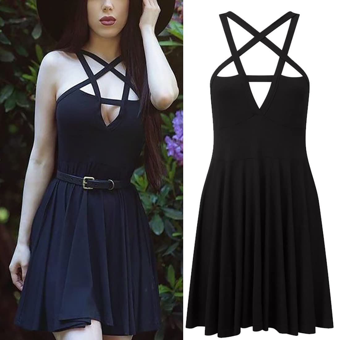 Fashion Dress Gothic Vintage Romantic Casual Goth Dress for Women: Small Black